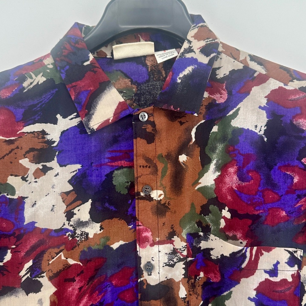 Jordache Basics Shirt Mens Small Multicolor Abstract Regular Fit Vintage 90s USA - Picture 3 of 4